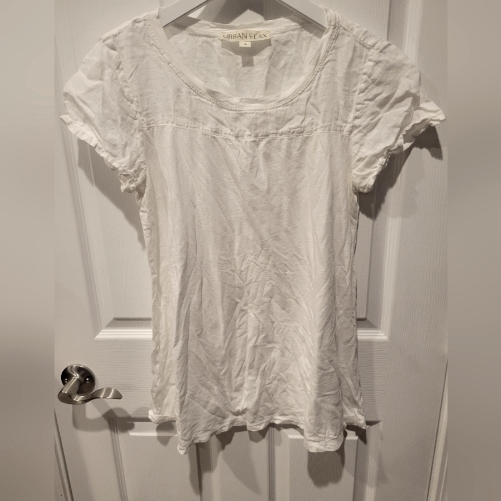 Urban Flax cotton and linen tee shirt. Size small. True white. Nwot